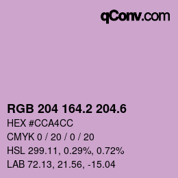 カラーコード: RGB 204 164.2 204.6 | qconv.com