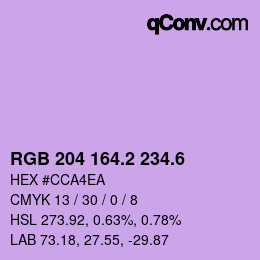 カラーコード: RGB 204 164.2 234.6 | qconv.com