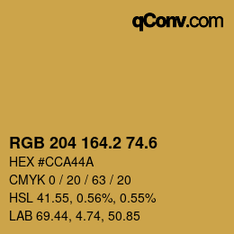 カラーコード: RGB 204 164.2 74.6 | qconv.com