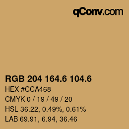 カラーコード: RGB 204 164.6 104.6 | qconv.com