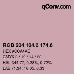 カラーコード: RGB 204 164.6 174.6 | qconv.com