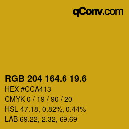 カラーコード: RGB 204 164.6 19.6 | qconv.com