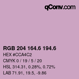 カラーコード: RGB 204 164.6 194.6 | qconv.com