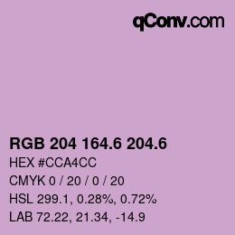 カラーコード: RGB 204 164.6 204.6 | qconv.com