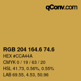 カラーコード: RGB 204 164.6 74.6 | qconv.com