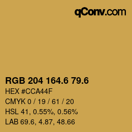 カラーコード: RGB 204 164.6 79.6 | qconv.com