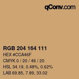 Color code: RGB 204 164 111 | qconv.com