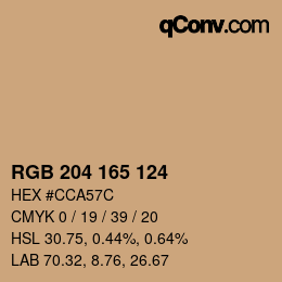 カラーコード: RGB 204 165 124 | qconv.com