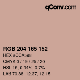 カラーコード: RGB 204 165 152 | qconv.com