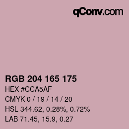 カラーコード: RGB 204 165 175 | qconv.com