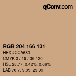 Color code: RGB 204 166 131 | qconv.com