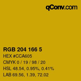 カラーコード: RGB 204 166 5 | qconv.com