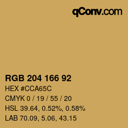 颜色代码: RGB 204 166 92 | qconv.com