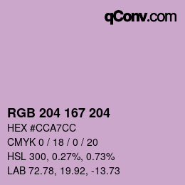 カラーコード: RGB 204 167 204 | qconv.com