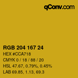 Color code: RGB 204 167 24 | qconv.com