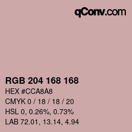 Color code: RGB 204 168 168 | qconv.com