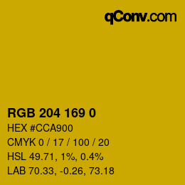 Color code: RGB 204 169 0 | qconv.com