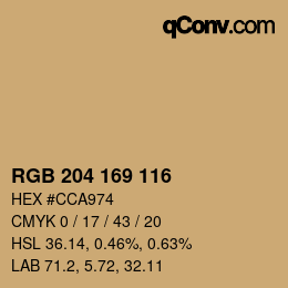 Color code: RGB 204 169 116 | qconv.com