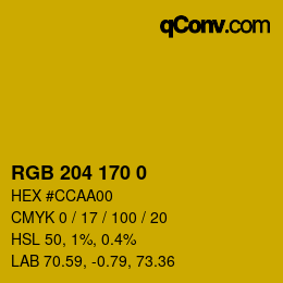 Color code: RGB 204 170 0 | qconv.com