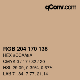 Farbcode: RGB 204 170 138 | qconv.com