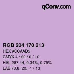 颜色代码: RGB 204 170 213 | qconv.com