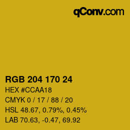Color code: RGB 204 170 24 | qconv.com