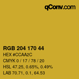 Color code: RGB 204 170 44 | qconv.com