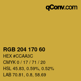 カラーコード: RGB 204 170 60 | qconv.com
