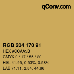 Farbcode: RGB 204 170 91 | qconv.com