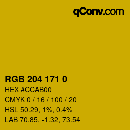 Color code: RGB 204 171 0 | qconv.com