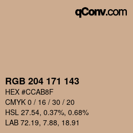 Color code: RGB 204 171 143 | qconv.com