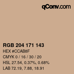 カラーコード: RGB 204 171 143 | qconv.com