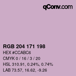カラーコード: RGB 204 171 198 | qconv.com