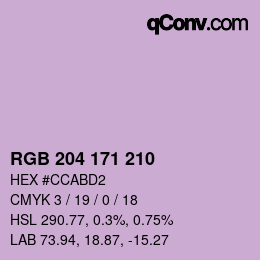 カラーコード: RGB 204 171 210 | qconv.com