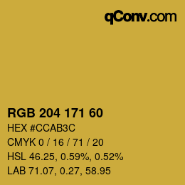 Color code: RGB 204 171 60 | qconv.com