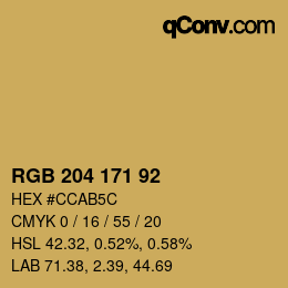 颜色代码: RGB 204 171 92 | qconv.com