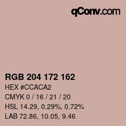 カラーコード: RGB 204 172 162 | qconv.com