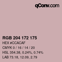 カラーコード: RGB 204 172 175 | qconv.com