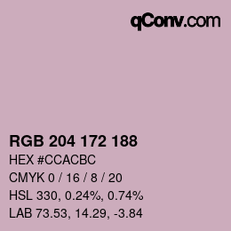 Color code: RGB 204 172 188 | qconv.com