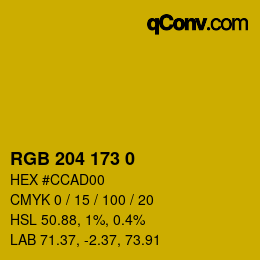 カラーコード: RGB 204 173 0 | qconv.com