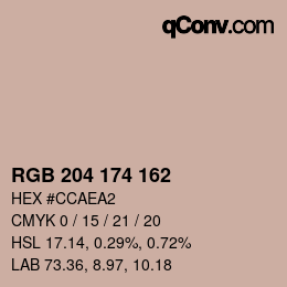 Color code: RGB 204 174 162 | qconv.com