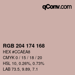 Color code: RGB 204 174 168 | qconv.com
