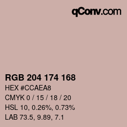 カラーコード: RGB 204 174 168 | qconv.com