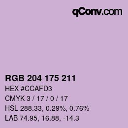 カラーコード: RGB 204 175 211 | qconv.com