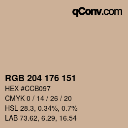 カラーコード: RGB 204 176 151 | qconv.com