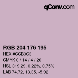 颜色代码: RGB 204 176 195 | qconv.com