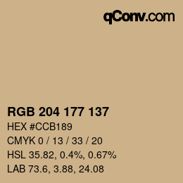 Color code: RGB 204 177 137 | qconv.com