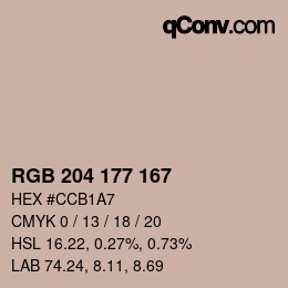 Color code: RGB 204 177 167 | qconv.com