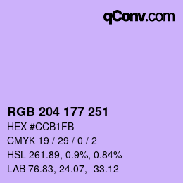 Color code: RGB 204 177 251 | qconv.com