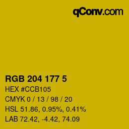 Color code: RGB 204 177 5 | qconv.com